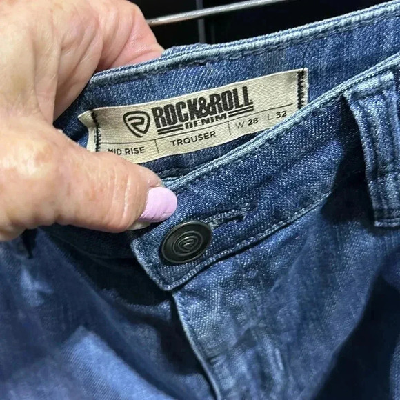 Rock&Roll Midrise denim trouser embroidered/studded, flare bell bottom jeans - Picture 3 of 11